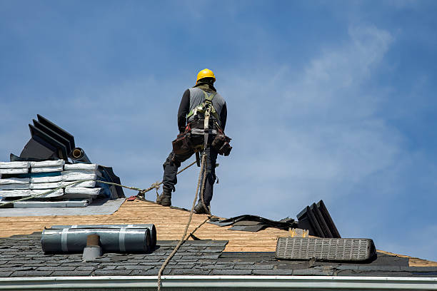 Professional Gutter Installation technician working in Springvale, ME